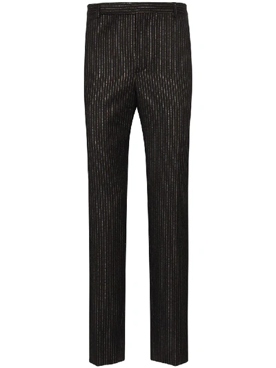Saint Laurent Pinstripe Tailored Trousers In Black
