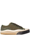 Chloé Clint Suede, Leather And Rubber-trimmed Canvas Sneakers In Dark Green