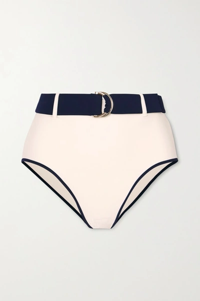 Odyssee Azur Belted Two-tone Bikini Briefs In Cream