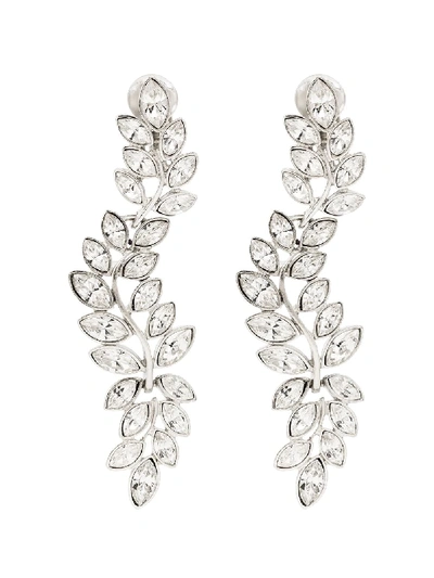 Kenneth Jay Lane Silver-tone Crystal Drop Clip Earrings