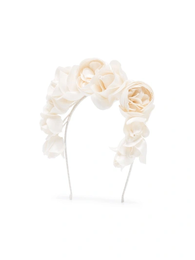 Jennifer Behr White Rosabelle Silk Flower Headband