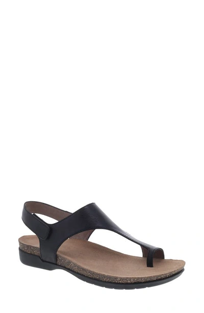 Dansko Reece Sandal In Black Burnished Leather