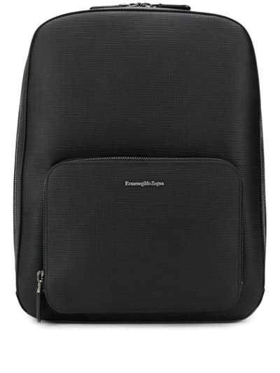 Ermenegildo Zegna Men's Textured Leather Backpack In Black