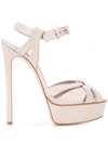 Casadei Flora Stiletto Sandals In Neutrals