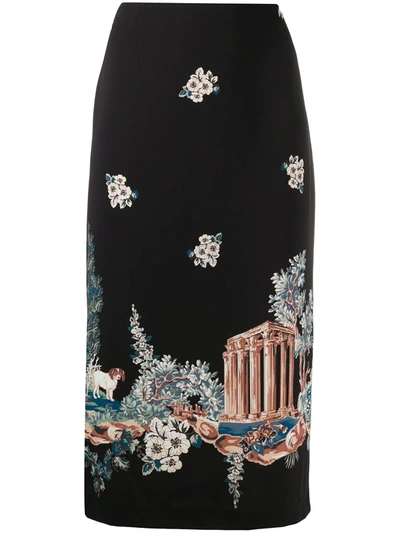 Vivetta Floral-scene High-waisted Skirt In Black