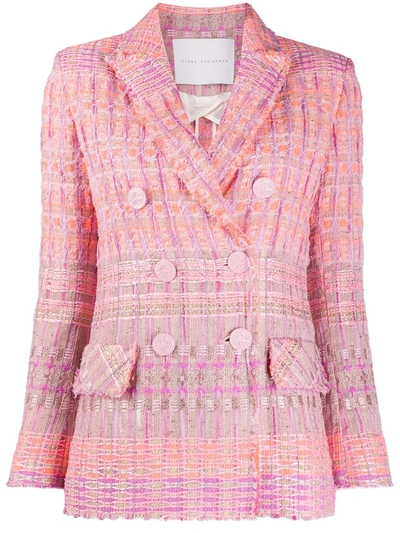 Giada Benincasa Woven Double Breasted Blazer In Pink