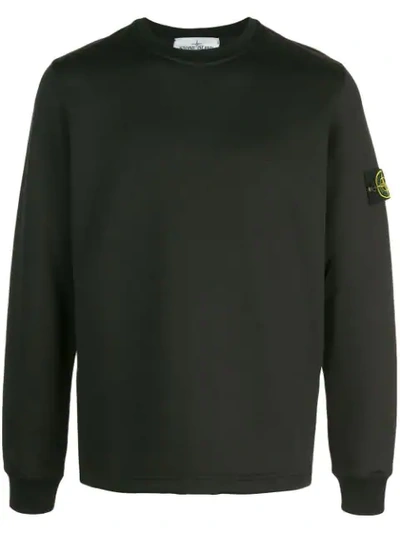 Stone Island Plain Logo Patch Sweatshirt In V0029  Black