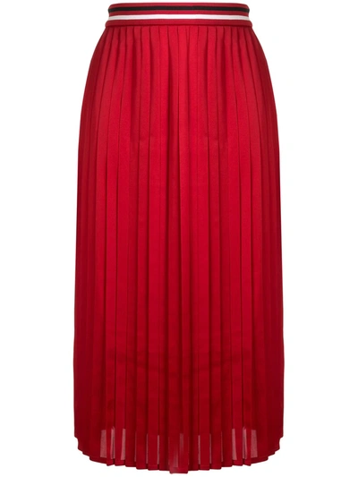 Goodious Pleated Midi Skirt In Red