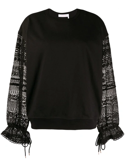 See By Chloé Embroidered Sleeve Sweatshirt In Black
