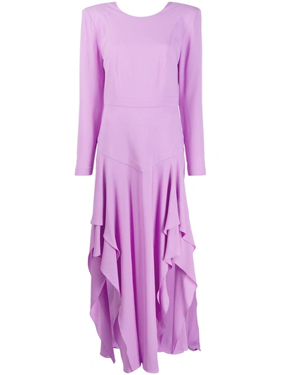Stella Mccartney Asymmetric Pleated Long-sleeved Dress In Purple