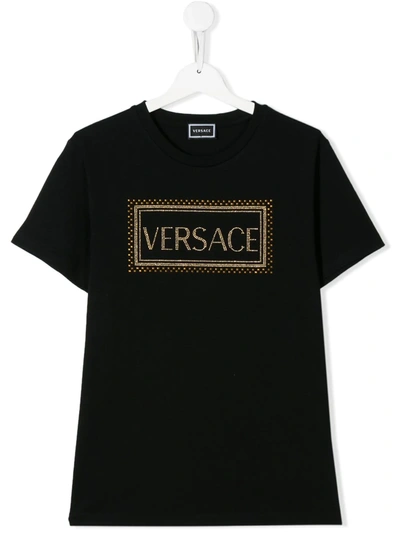 Young Versace Teen Logo T-shirt In Black