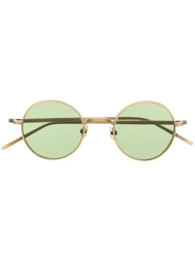 Matsuda Embossed Round-frame Tinted Sunglasses In Gold