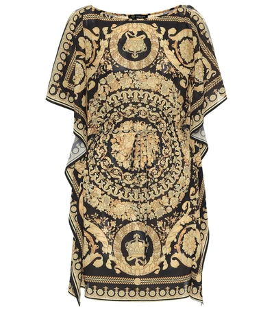 Versace Barocco Print Beach Cover-up In Black