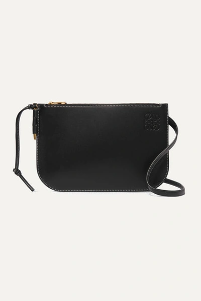 Loewe Gate Double Zip Leather Shoulder Bag In Black
