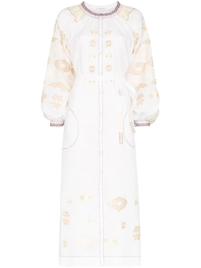 Vita Kin Bodrum Embroidered Linen Dress In White