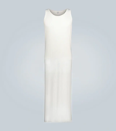 Loewe Long Ribbed Cotton Blend Jersey Tank Top In White