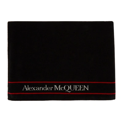 Alexander Mcqueen Selvedge Beach Towel In Black