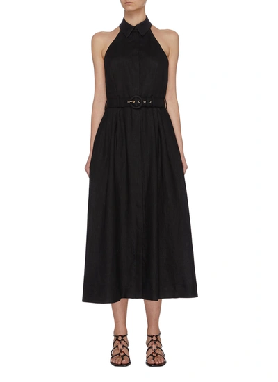 Zimmermann 'bonita' Halterneck Long Dress In Black