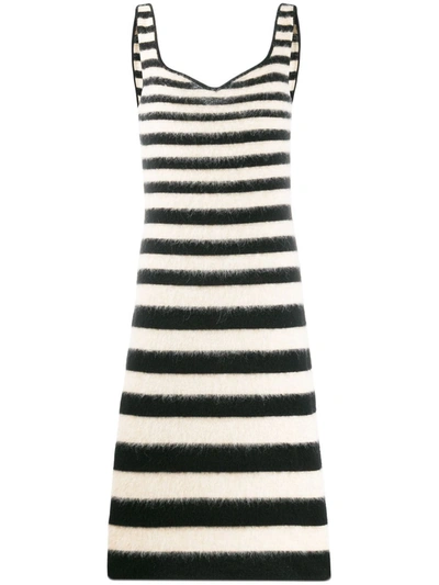 Marni Striped Fitted Midi Dress In Black