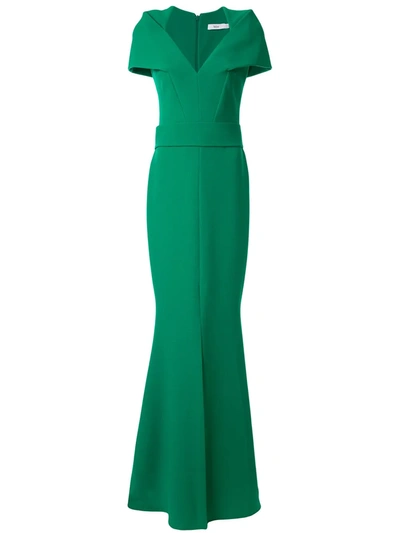 Safiyaa London Hydrona Caped Sleeve Gown In Green