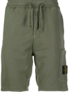 Stone Island Logo Embroidered Track Shorts In Green
