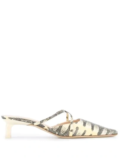 Rejina Pyo Snake Print Mules In Yellow