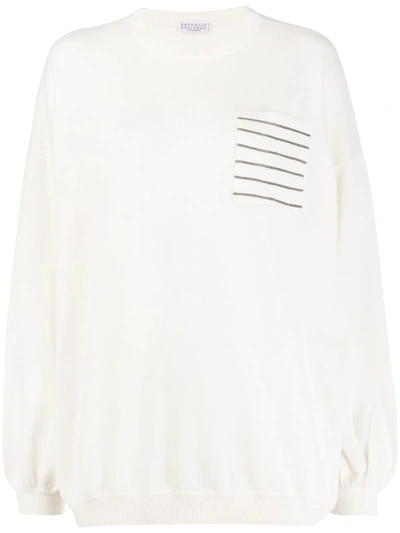 Brunello Cucinelli Monili-embellished Jumper In White