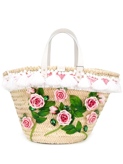 Dolce & Gabbana Kendra Floral Appliqué Tote Bag In Multicolor