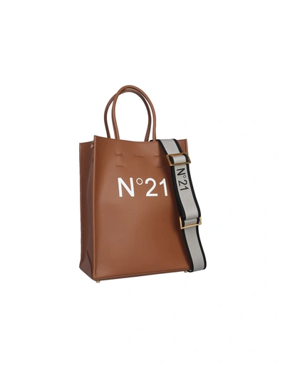 N°21 Small Logo Print Tote Bag In Cuoio