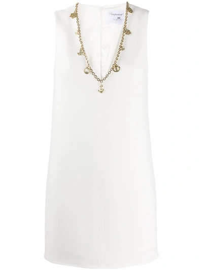 Elisabetta Franchi Chain Trim V-neck Shift Dress In White