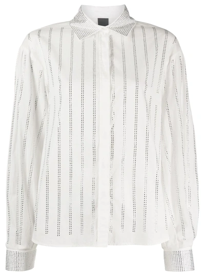Pinko Womens White Amilcare Rhinestone Embellished Cotton Shirt 10