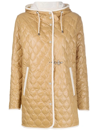 Fay Quilt Hooded Padded Jacket In Neutrals