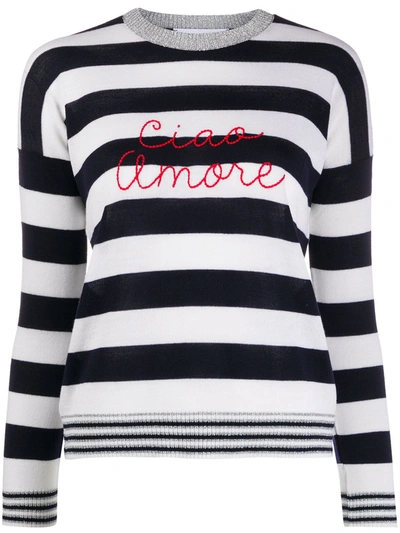 Giada Benincasa Slogan Striped Jumper In White