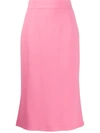 Dolce & Gabbana Cady Midi Skirt With Slit In Pink