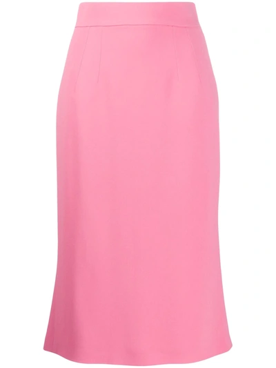 Dolce & Gabbana Cady Midi Skirt With Slit In Pink