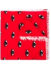 Kenzo Multi Eyes Square Modal & Silk Scarf In Medium Red