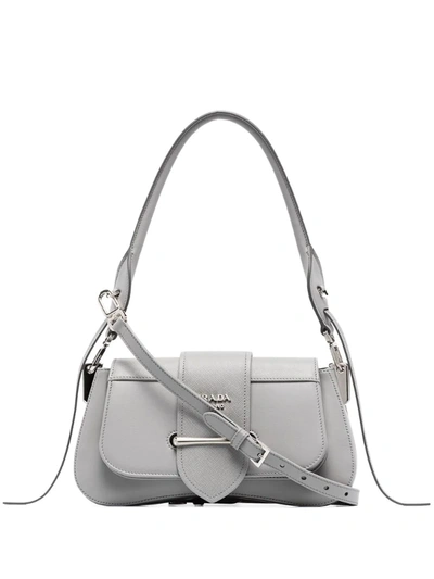 Prada Sidonie Leather Shoulder Bag In Grey