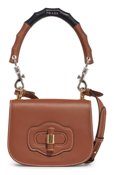 Prada City Calf Front Flap Crossbody Bag In Cognac