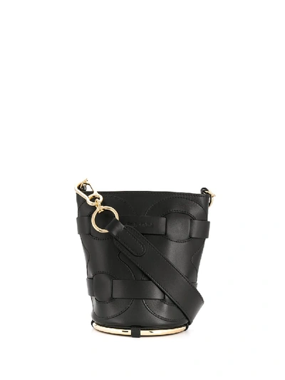See By Chloé Zelie Woven-panel Leather Bucket Bag In Black