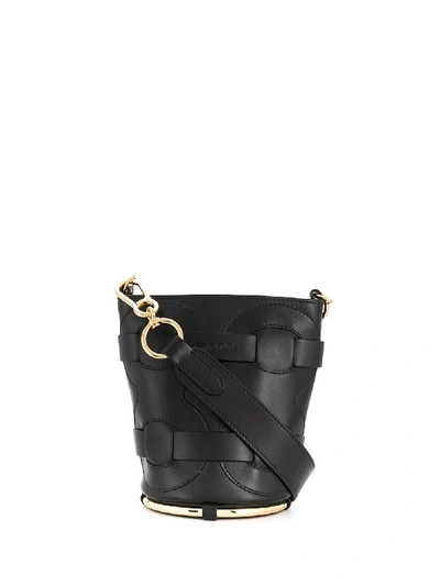See By Chloe Zelie Woven panel Leather Bucket Bag In Black ModeSens