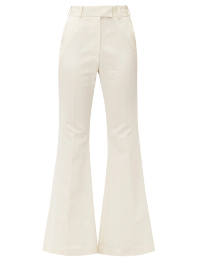 Racil Lincoln Flared Wool-twill Trousers In Ivory