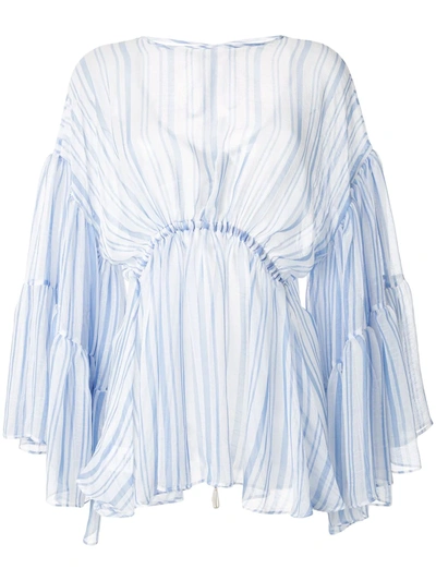 Romance Was Born Louis Stripe-print Voile Blouse In Blue