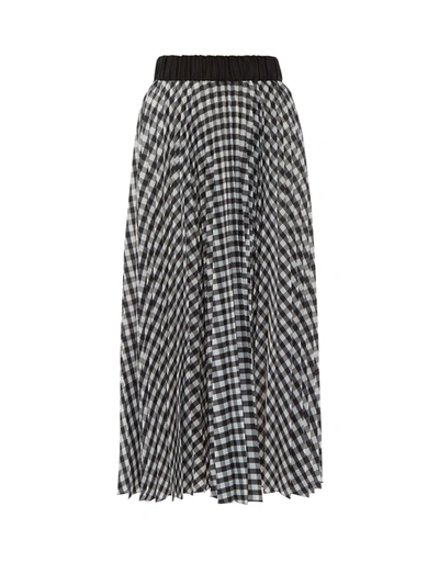 Romance Was Born Pleated Gingham-poplin Midi Skirt In Black