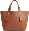Frame Medium Leather Top Handle Tote Bag In Tobacco