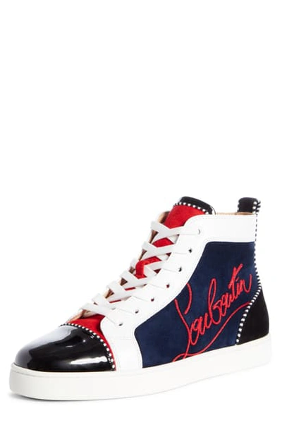 Christian Louboutin Men's Louis Leather/suede High-top Sneakers In Version Multi