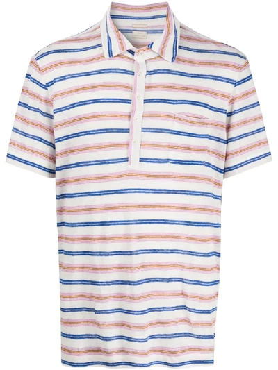 Massimo Alba Men's Striped Linen Polo Shirt In White