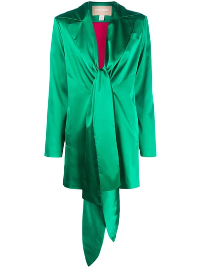 Materiel Silk Blazer Dress With Scarf In Green