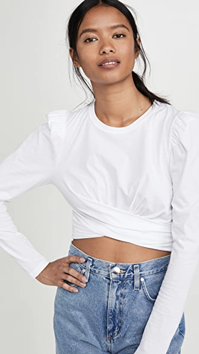 A.l.c Mandy Twisted Long-sleeve Crop Tee In White