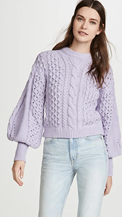 A.l.c Serena Blouson-sleeve Cable-knit Sweater In Chuckoo