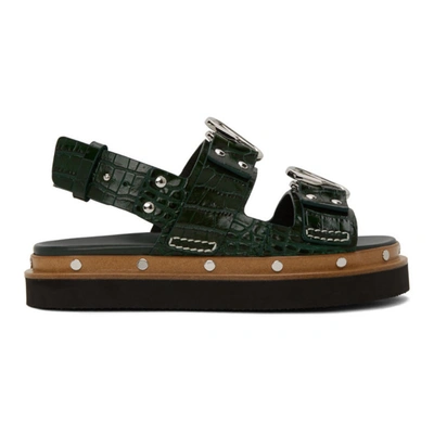 3.1 Phillip Lim Alix Croco Flatform Sandals In Green